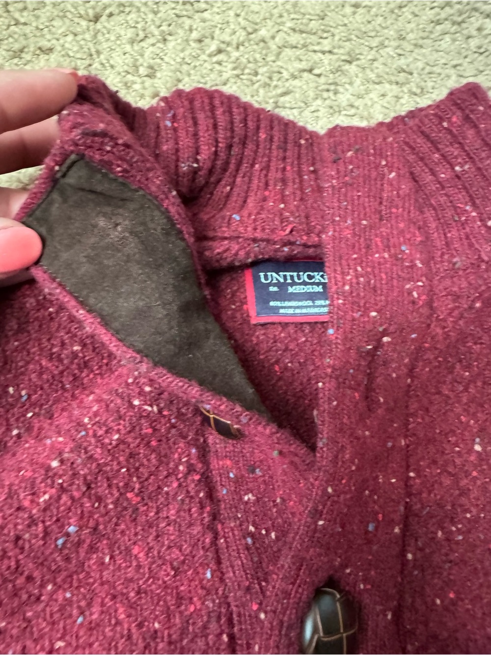 UNTUCKit Burgundy Marled Wool Cardigan